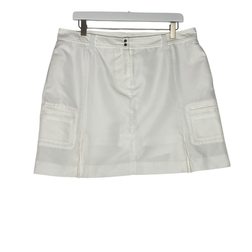 IZOD XFG Cargo Golf Skort White Front Back Pleats Size 12 Tennis Pickle Ball